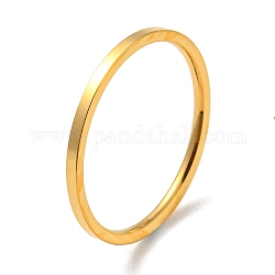 Chapado en iones (ip) 304 anillo de dedo de banda simple de acero inoxidable para mujeres y hombres, real 18k chapado en oro, tamaño de 4, diámetro interior: 14 mm, 1mm