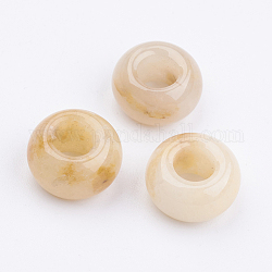 Perle di giada topazio naturale, grandi fori per fori, rondelle, 14x7~8mm, Foro: 6 mm
