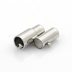 304 fermoirs magnétiques à tube de verrouillage à surface lisse en acier inoxydable, colonne, couleur inoxydable, 17x6x5mm, Trou: 3mm