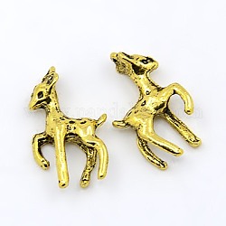 Tibetan Style Alloy Pendants, Lead Free & Nickel Free, Deer, Antique Golden, 21x12.5x4mm, Hole: 1mm