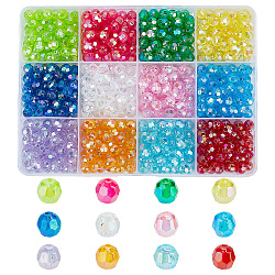 GOMAKERER 720pcs 12 Colors Eco-Friendly Transparent Acrylic Beads, Faceted, Round, AB Color, Mixed Color, 6mm, Hole: 1mm, 60pcs/color
