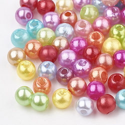 ABS Plastic Beads, Imitation Pearl , Round, Mixed Color, 6x5.5mm, Hole: 1.5mm, about 4700pcs/500g