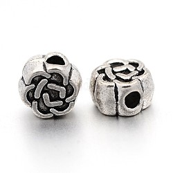 Tibetan Style Alloy Beads, Flower, Antique Silver, Lead Free & Cadmium Free & Nickel Free, 4.5x3mm, Hole: 1mm