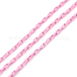 Латунная кабельная цепь, окрашенная распылением, с катушкой, несварные, розовые, 3.5x2x1 мм, 32.8 фут (10 м) / рулон