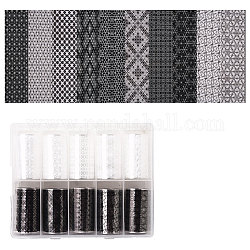 Hollow Nail Art Transfer Stickers, Nail Decals, DIY Nail Tips Decoration, Floral Pattern, Black & White, Floral Pattern, 40mm, 1m/roll, 10rolls/box