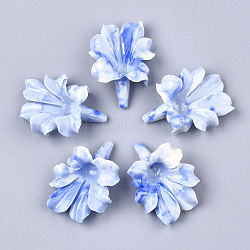 Synthetic Coral Beads, Dyed, Flower, Royal Blue, 31~32x23~24x9~10mm, Hole: 1mm