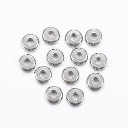 304 Stainless Steel Spacer Beads, Flat Round, Stainless Steel Color, 6x2mm, Hole: 2mm