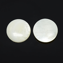A metà intorno / cupola d'acqua dolce guscio cabochon, bianco, 20x3~4mm