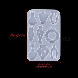 Food Grade DIY Silicone Pendant Molds, Decoration Making, Resin Casting Molds, For UV Resin, Epoxy Resin Jewelry Making, White, Vase, 135x88x5mm