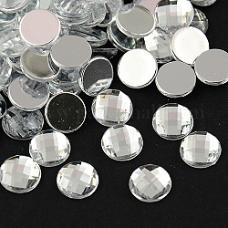 Taiwan Acrylic Rhinestone Cabochons, Flat Back and Faceted, Half Round/Dome, Silver, 9x3mm