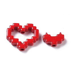 2Pcs Spray Painted Alloy Beads, Heart, Red, 6.5~13.5x10.5~16x3.5mm, Hole: 1.6mm