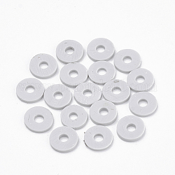 Handgemachte Polymer Clay heishi Perlen, Disc / Flachrund, lichtgrau, 8x0.5~1 mm, Bohrung: 2 mm, ca. 380~400 Stk. / Strang, 17.7 Zoll