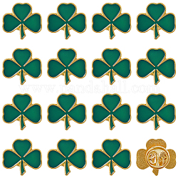 SUNNYCLUE 20Pcs Shamrock Alloy Enamel Pin, Golden Plated Iron Brooch for Clothes Backpack, Sanit Patrick's Day, Green, 18x19x1.5mm, Pin: 1mm