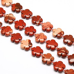 Natural Red Jasper Flower Beads Strands, 15x5.5mm, Hole: 1mm, about 27pcs/strand, 16.53 inch