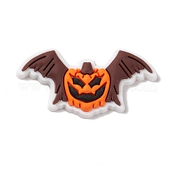 Halloween Theme PVC Cabochons, Bat, Orange, 16x32x4mm