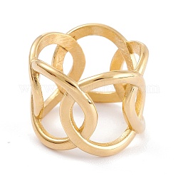 Placcatura ionica (ip) unisex 304 anelli in acciaio inossidabile, Anelli a banda larga, forma della catena del bordo, oro, formato 7, 17.8mm, diametro interno: 17.3mm