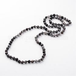 Colliers en pierre naturelle de pierre noire / netstone, colliers de perles, mat, 35.8 pouce