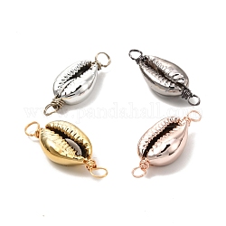 Electroplated Shell Beads Links Connectors, with Eco-Friendly Copper Wire, Mixed Color, 29~31.5x11~12x6~7mm, Hole: 3.5mm