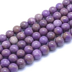 Fili di perle di pietra mica naturale di lepidolite / viola, tondo, 9.5~10mm, Foro: 0.8 mm, circa 38pcs/filo