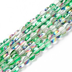 Chapelets de perles en pierre de lune synthétique, ronde, vert de mer moyen, 6mm, Trou: 0.8mm, Environ 63 pcs/chapelet, 14.57''~15.55'' (37~39.5 cm)