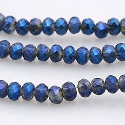 Full Rainbow Plated Faceted Rondelle  Glass Beads Strands, Light Steel Blue, 3x2mm, Hole: 1mm, about 198pcs/strand, 15.7 inch