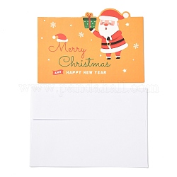 Tema navideño tarjetas de felicitación, con sobres blancos en blanco, tarjetas de regalos de navidad, naranja oscuro, patrón de Papá Noel, 100x140x0.3mm
