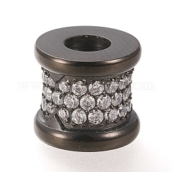 304 Stainless Steel European Beads, Large Hole Beads, with Cubic Zirconia, Vase, Gunmetal, 9x10mm, Hole: 4mm