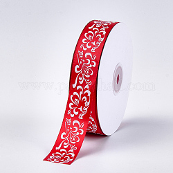 Einseitiges Satinband, Polyesterband, Blumenmuster, rot, 1 Zoll (25 mm), etwa 50 yards / Rolle (45.72 m / Rolle)