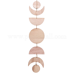 CHGCRAFT Moon Cycle Wall Decor Moon Phase Wooden Pendant Decorations Sun Moon Bohemian Style Wall Hanging Ornaments for Bedroom Living Room Wall Decorations, Wheat, 800mm