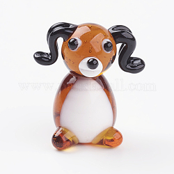 手作りランプワーク子犬ホームディスプレイ装飾  ソーセージドッグ/ダックスフント  カラフル  16x19x21mm