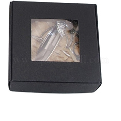 Boîtes en papier carrées avec fenêtre transparente, pour emballage de savon, noir, 7.5x7.5x3 cm