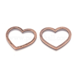 Tibetan Style Heart Linking Rings,  Nickel Free & Lead Free, Red Copper, 50x56x2mm