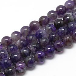 Natürlichen Amethyst Perlen Stränge, Klasse ab, Runde, 6~7 mm, Bohrung: 1 mm, ca. 60~67 Stk. / Strang, 15.7 Zoll