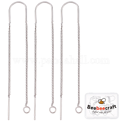 Beebeecraft 10шт латунные серьги-гвоздики выводы, с петлей, ушные резьбы, без никеля , платина, 103 мм, отверстие : 2 мм, штифты : 0.8 мм