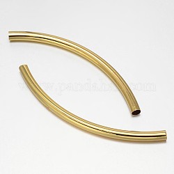 Curved Rack Plating Brass Tube Beads, Golden, 86~90x5mm, Hole: 4mm