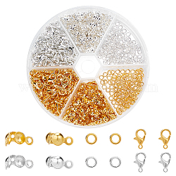 Ph pandahall conjunto de accesorios para hacer joyas de plata dorada, 160 pieza de cierres de pinza de langosta, 200 piezas de puntas de cuentas finales, 200 piezas de anillos abiertos de 4mm para hacer joyería diy, collar, pulsera