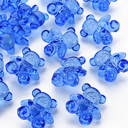 Perline acrilico trasparente, orso, blu, 26.5x24.5x15mm, Foro: 3 mm