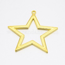 Metal Alloy Pendants, Cadmium Free & Nickel Free & Lead Free, Golden Color, Golden Color, Star, 48x52x2mm, Hole: 2.5mm