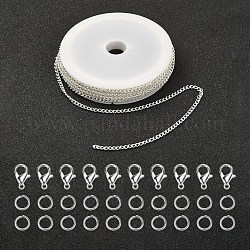 Набор для изготовления ожерелья из цепочек своими руками, включая железные бордюрные цепи и кольца для прыжков, Сплав застежками, серебряные, цепь: 5 м / комплект