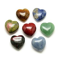 Natural Mixed Stone Healing Stones, Heart Love Stones, Pocket Palm Stones for Reiki Balancing, 29~30x30~31x12~15mm