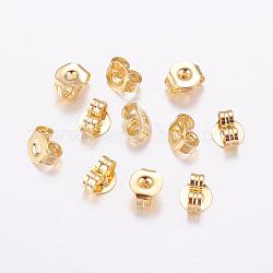 Brass Ear Nuts, Friction Earring Backs for Stud Earrings, Long-Lasting Plated, Cadmium Free & Nickel Free & Lead Free, Real 18K Gold Plated, 5x4x2.5mm, Hole: 0.8mm