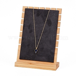 Бамбуковая подставка для ожерелья, L-образный длинный стенд, прямоугольные, серые, 17.5x24.5 см