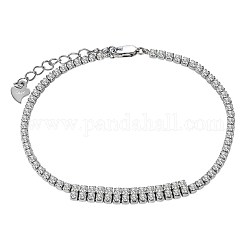 Bracelet de tennis en zircone cubique pour fille femme, 925 bracelet chaîne à maillons en argent sterling, clair, platine