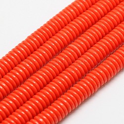 Abalorios de imitación de color ámbar heishi resina hebras, disco / plano y redondo, rojo naranja, 6x1.7~2mm, agujero: 1.5 mm, aproximamente 182~195 pcs / cadena, 14.2 pulgada (36 cm)