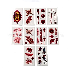 10 piezas 10 estilo halloween horror realista herida sangrienta cicatriz extraíble temporal a prueba de agua tatuajes pegatinas de papel, Rectángulo, marrón, 10.5x6x0.03 cm, 10 estilo, 1pc / estilo, 10 PC / sistema