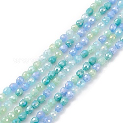 Brins de perles de verre de galvanoplastie de couleur dégradée, de couleur plaquée ab , facette, larme, turquoise pale, 4.6x4mm, Trou: 1mm, Environ 99~101 pcs/chapelet, 18.19~18.5 pouce (46.2~47 cm)
