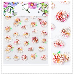 5d цветочные / листовые водяные знаки слайдер художественные наклейки, для diy наклейки для ногтей дизайн маникюр декор, красочный, 8.2x6.4 см