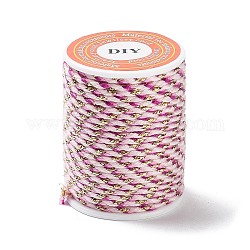 Cordone in policotone a 4 capo, corda di cotone macramè fatta a mano, per appendiabiti da parete in corda, lavoro a maglia fai da te, corallo luce, 1.5mm, circa 4.3 iarde (4 m)/rotolo