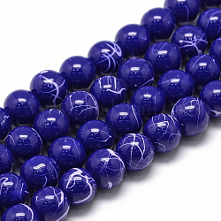 Chapelets de perles en verre d'effilage, cuisson peint, teinte, ronde, bleu minuit, 6~6.5mm, Trou: 1.5mm, Environ 145 pcs/chapelet, 31.8 pouce