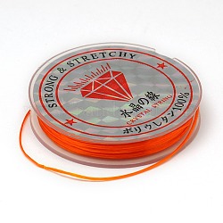 Cuerda de cristal elástica plana, Hilos de cuerda, naranja oscuro, 0.8mm, alrededor de 10.93 yarda (10 m) / rollo